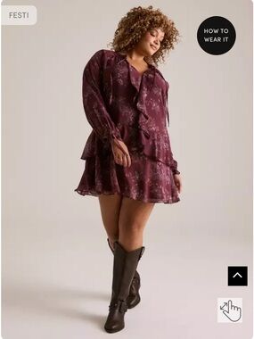 Plum Floral Ruffle Tiered Mini Dress